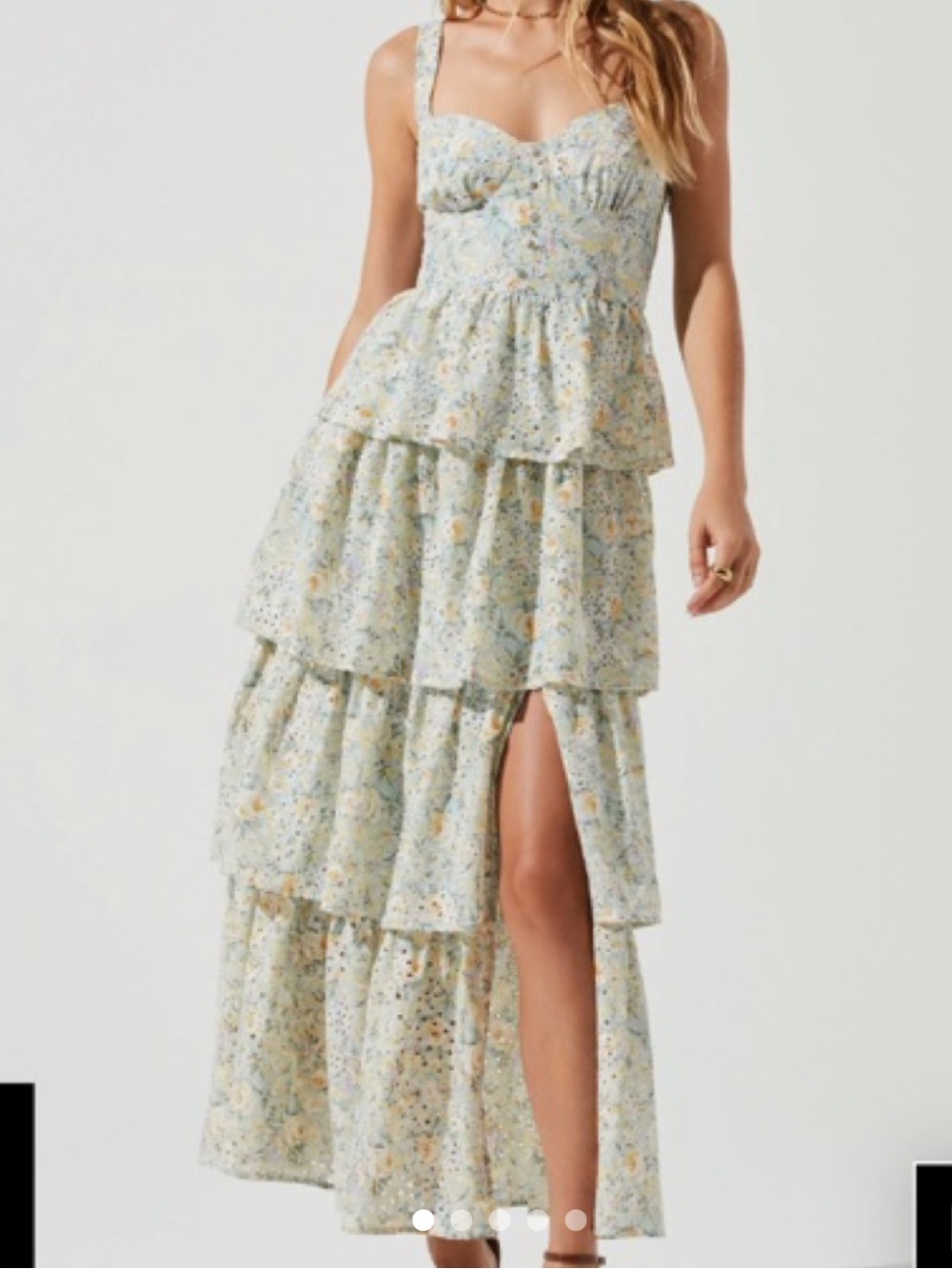 Astr the Label Floral Tiered Maxi Dress Midsummer dress in mint